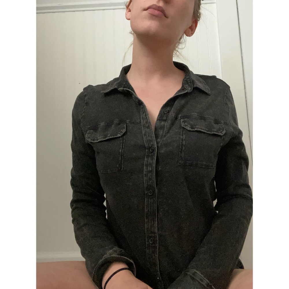 Open back button down shirt
